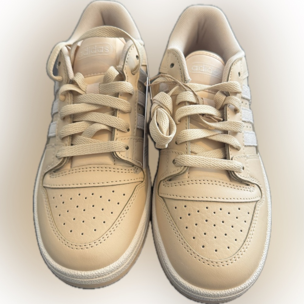 adidas Beige Low-Top Leather Sneakers